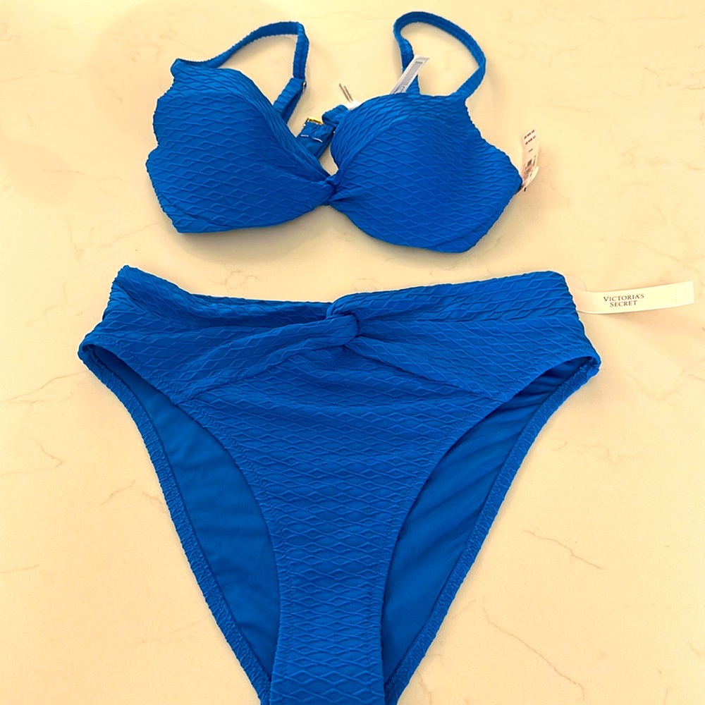 Blue bikini, size M, never worn-top is a size 34C